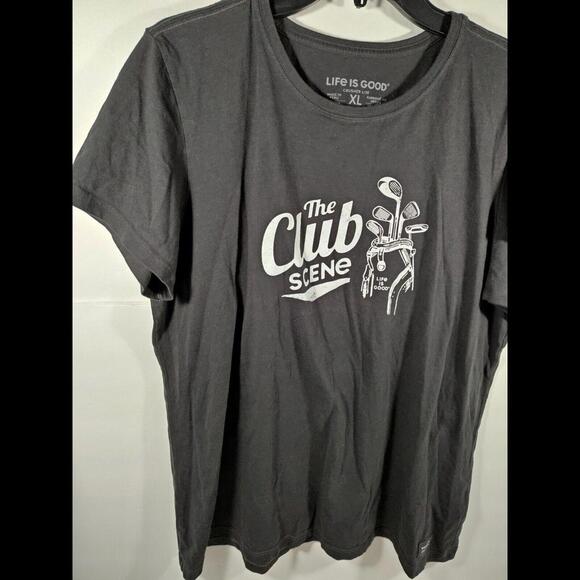 Life is Good Womens XL Crusher Lite Tee The Club Scene Golf Black Short Sleeve - Picture 3 of 7